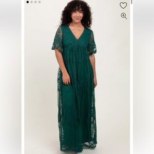 PINKBLUSH Teal Green Lace Maternity Maxi dress size XL NEW WITH TAGS